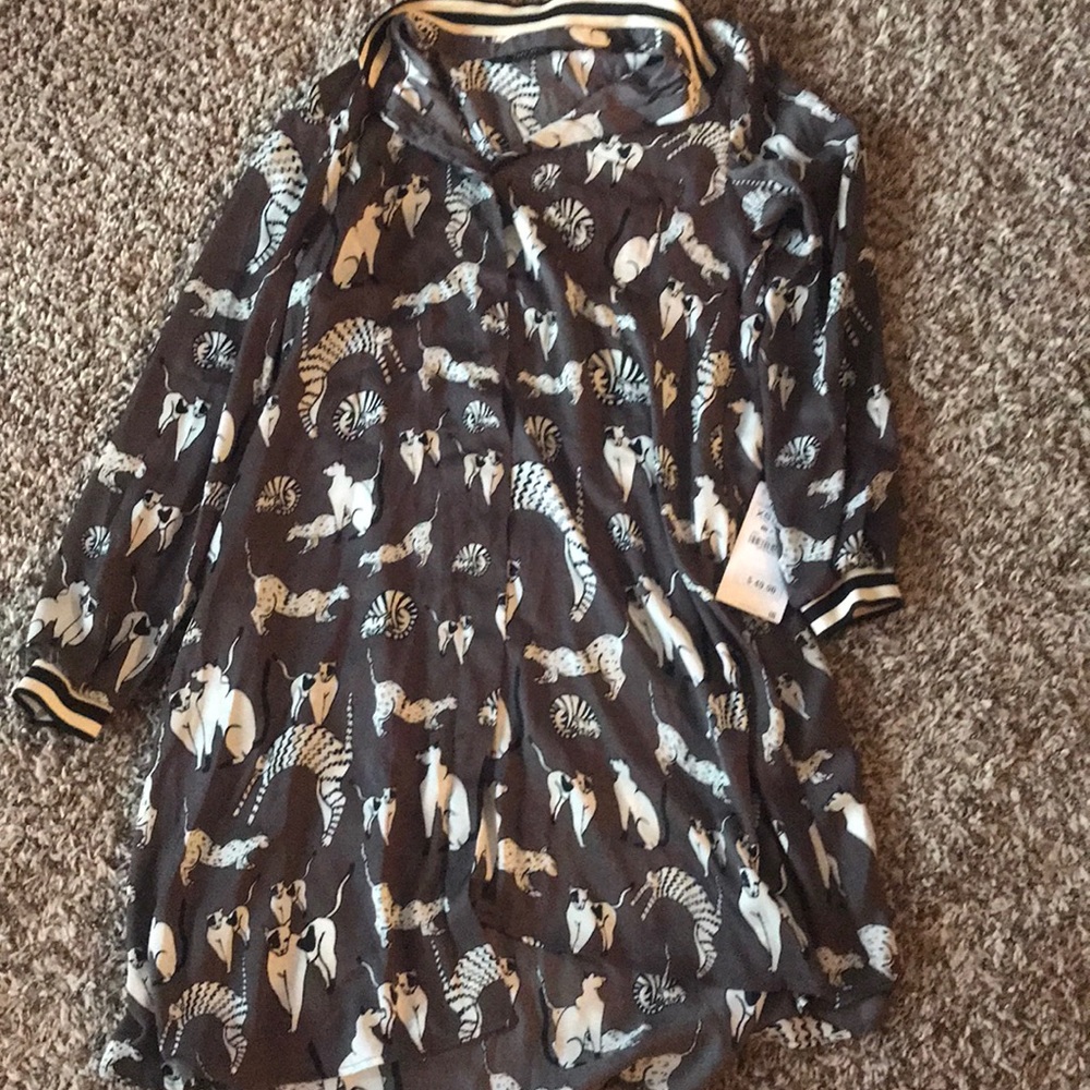Zara cat print shirt dress
